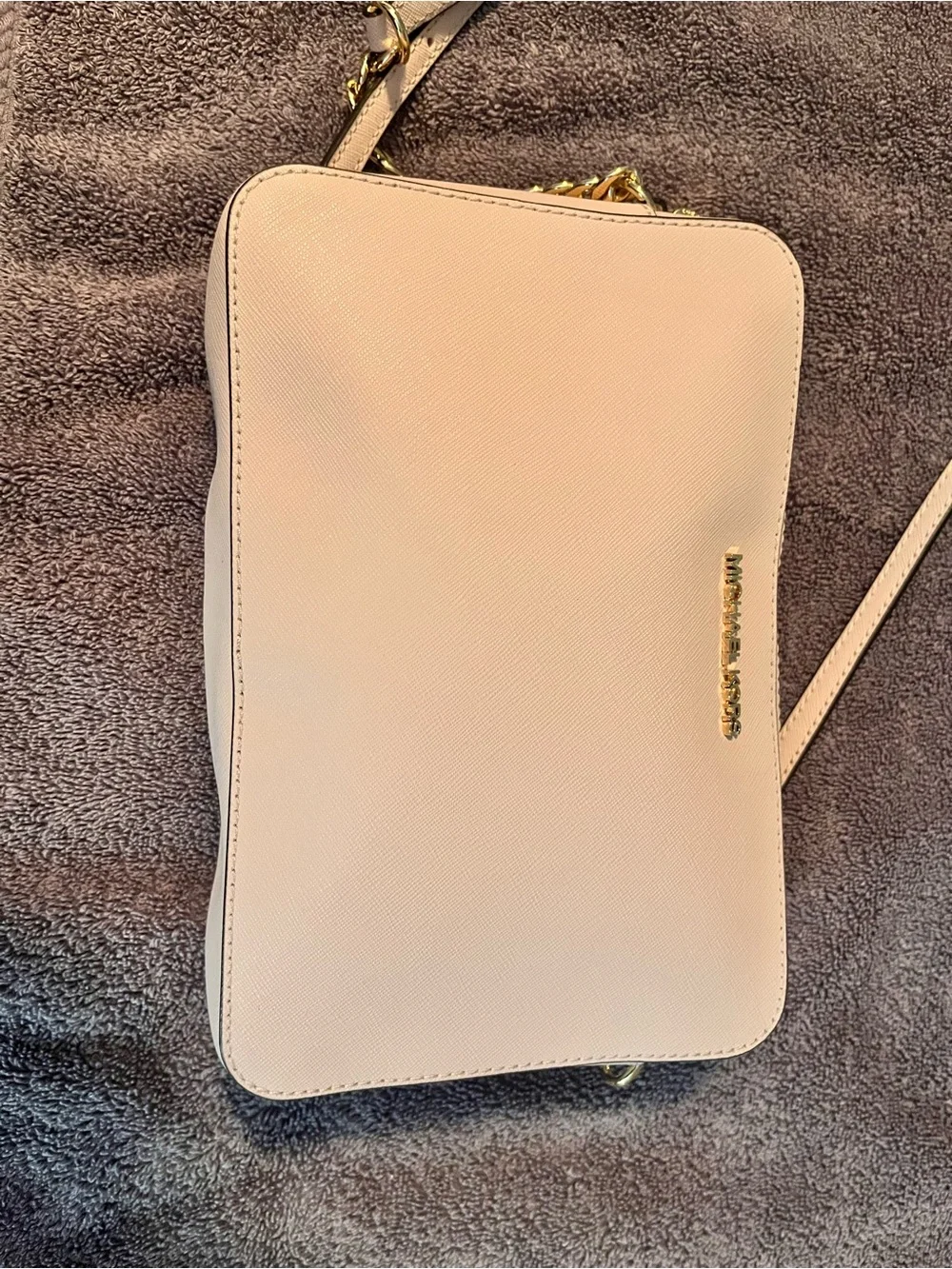 Michael Kors Blush Saffiano Crossbody Bag with Gold Hardware